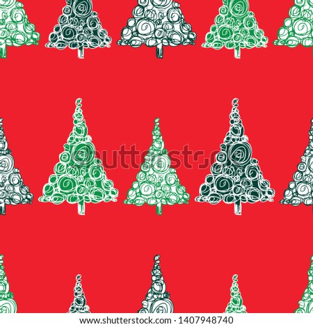 Seamless pattern of decorative christmas trees