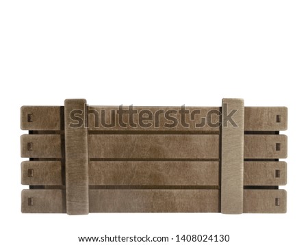 Empty wooden box on white background. Isolated object. A box of vegetables and fruits. Royalty-Free Stock Photo #1408024130
