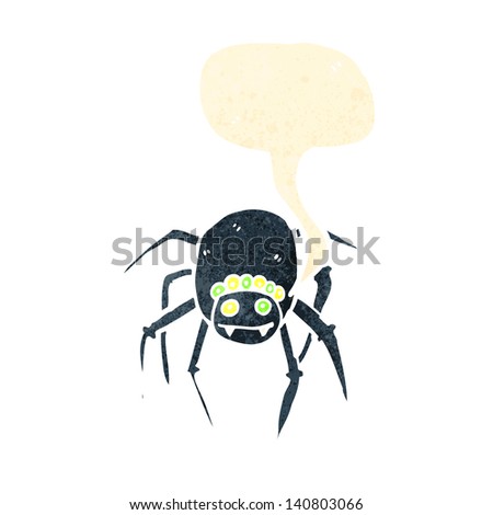 retro cartoon tarantula with speech bubble