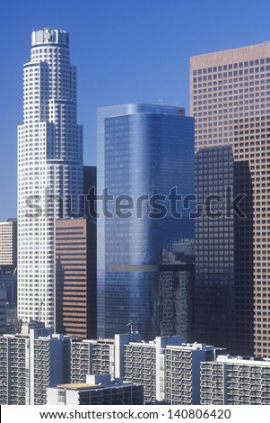 New Los Angeles skyline viewed from City Hall, Los Angeles, California