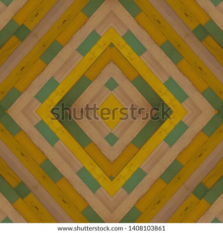 antique yellow brown wooden decorative wall panel, symmetrical rhombus pattern