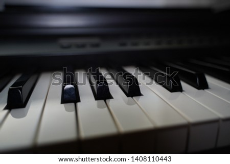 Piano keys side view. Classical  music