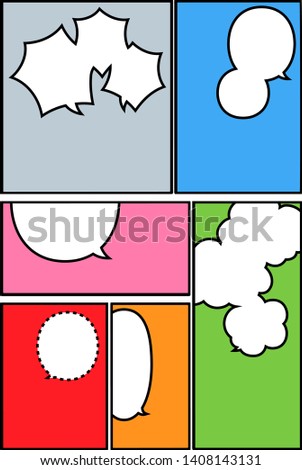 This is a background illustration of a cartoon piece frame with a speech bubble.