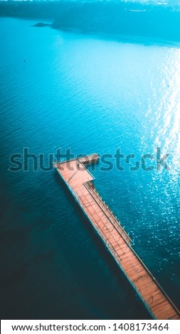Aerial View of Pier and Ocean