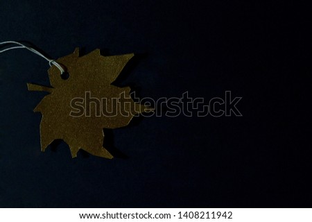 Template of gold paper tag on dark background.