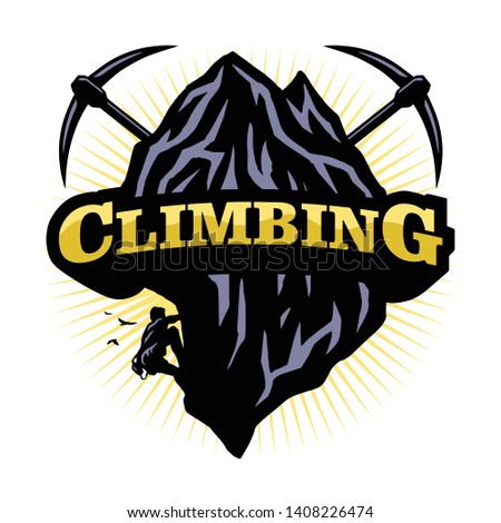 Extreme Mountain Sports Climbing Logo Vector