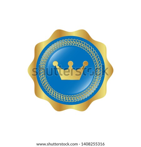 Gold King's crown on glossy button