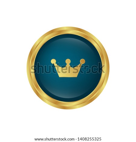 Gold King's crown on glossy button