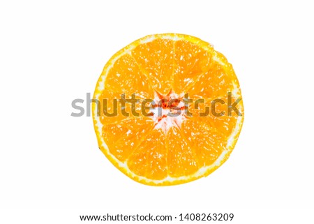 Cut the orange fruit isolated from the white background.
