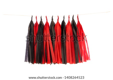 Garlands of paper tinsel on an isolated background. Material design paper style. red, black colors