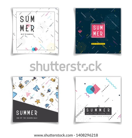Summer sale banners decorate with memphis design isolated objects