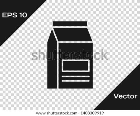 Grey Bag of food icon isolated on transparent background. Food for animals. Pet food package. Vector Illustration