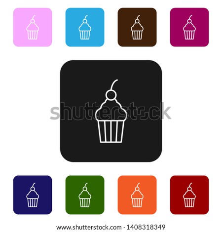 Nine styles flat rectangle illustration  Cup cake icon. Dessert symbol