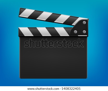 Creative illustration of 3d realistic movie clapperboard, film clapper isolated on background. Art design cinema slate board template. Abstract concept graphic filmmaking element