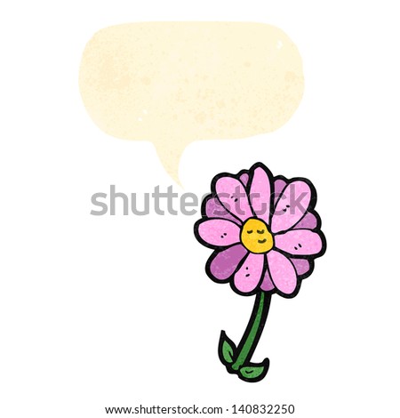 flower cartoon with speech bubble