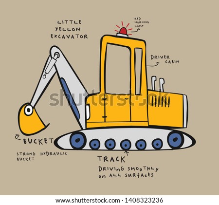 Cute digger, excavator illustration vector