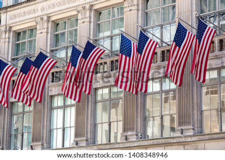 American flag on a pole in Manhattan, New York City.