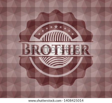 Brother red seamless emblem with geometric pattern.