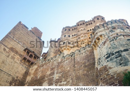 view of Mehrangarh fort with blue sky at Jodhpur, Rajasthan, India - Photo