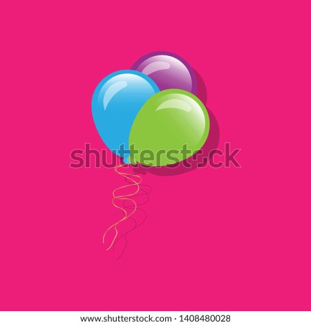 birthday balloons with shadow. three balloons