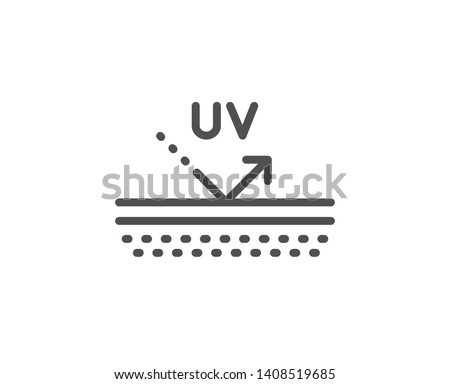 Uv protection cream line icon. Skin care sign. Cosmetic lotion symbol. Quality design element. Linear style uv protection icon. Editable stroke. Vector Royalty-Free Stock Photo #1408519685