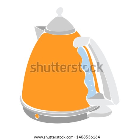 vector, white background, electric kettle, orange