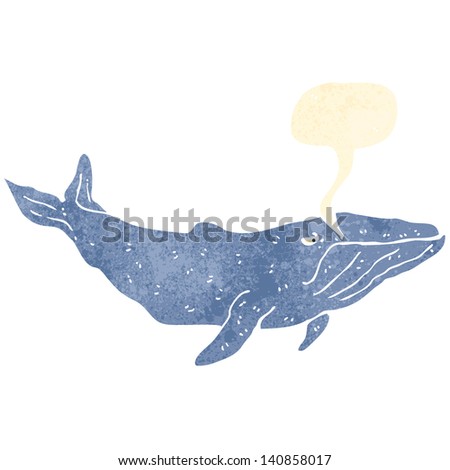 retro cartoon whale with speech bubble