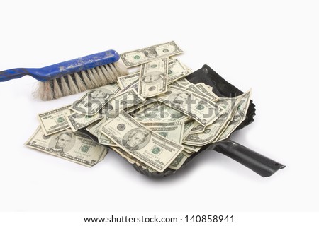Sweeping up American Money.
