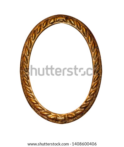 Vintage wooden picture frame isolated on white background.