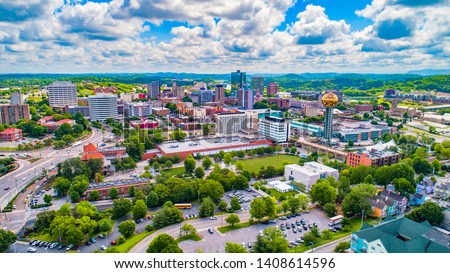 Downtown Knoxville Tennessee TN Skyline Aerial Royalty-Free Stock Photo #1408614596