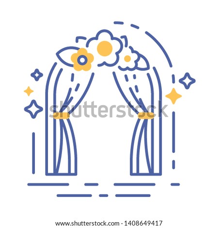 Wedding arch line color icon. Event service concept. Sign for web page, mobile app, banner, social media. Pictogram UI/UX and GUI user interface. Vector clipart, illustration. Editable stroke.
