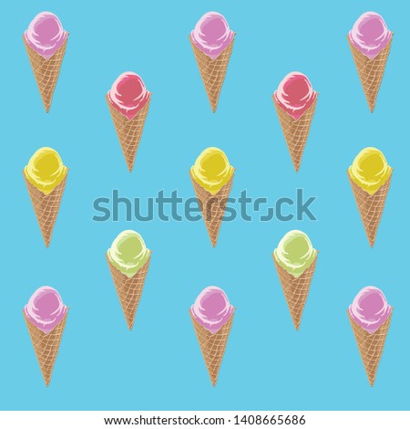 Ice cream in a waffle cone. Texture. Vector illustration