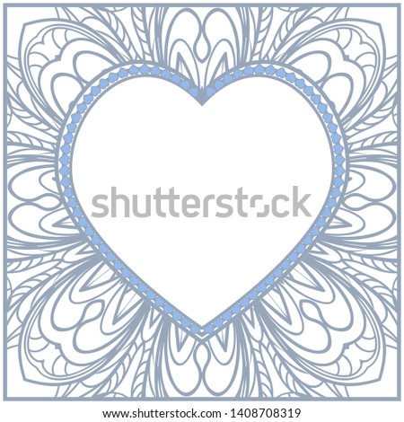 Lace Ornament With Heart And Floral Pattern. Vector illustration