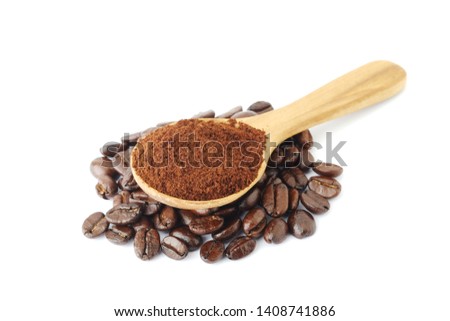 Roasted Arabica Coffee beans Isolated on white background.