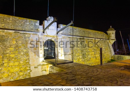 Fortress in the port with drawbridge Portugal Europe