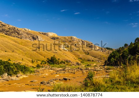 Madagascar nature: grass, mountain and plants