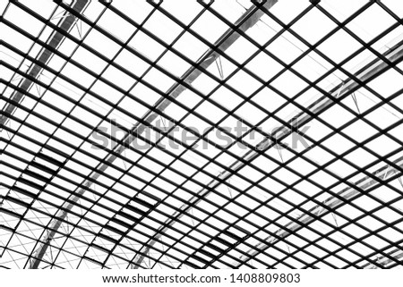Abstract glass window roof architecture exterior for background in black and white color