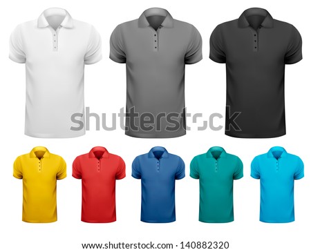Black and white and color men t-shirts. Design template. Vector Royalty-Free Stock Photo #140882320