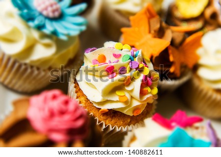 horizontal color image of cupcakes