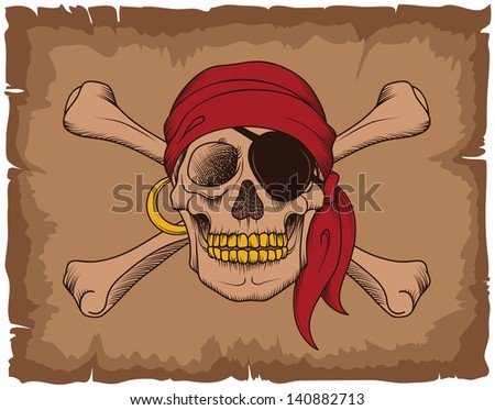Vector skull of pirate Royalty-Free Stock Photo #140882713