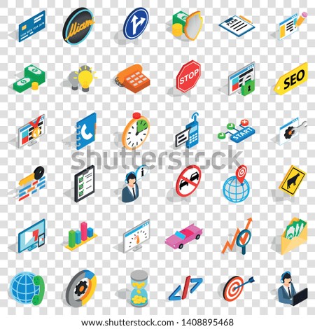 Usable icons set. Isometric style of 36 usable vector icons for web for any design