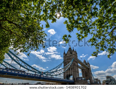 A bright sunny day at Tower Bridge - London, UK