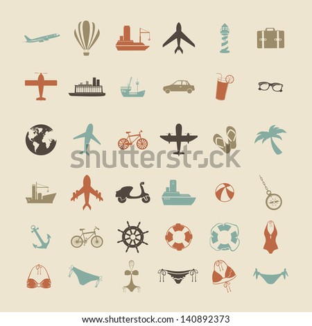 travel icons over beige background vector illustration