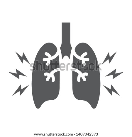 Lungs pain glyph icon, body and painful, lungs ache sign, vector graphics, a solid pattern on a white background, eps 10.