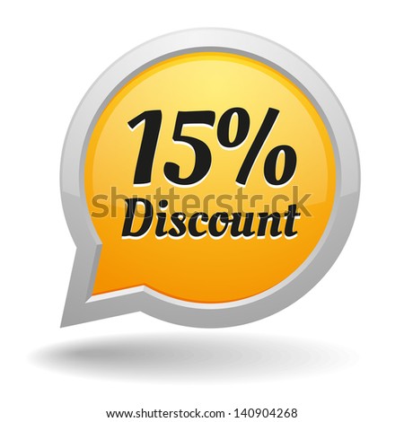 Yellow 15 percent discount speech bubble