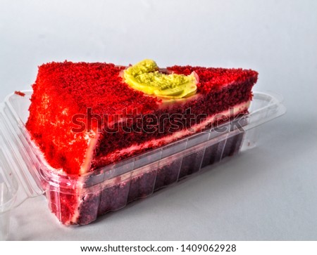 Red velvet cake filled with caramel