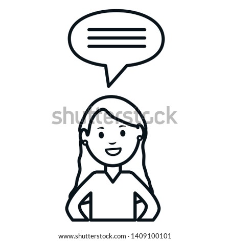 monochrome woman with speech bubbles avatar character square frame and birthday elements vector illustraitor
