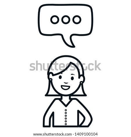 monochrome woman with speech bubbles avatar character square frame and birthday elements vector illustraitor