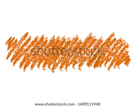 Brown crayon scribble texture. Wax pastel spot. Abstract crayon on white background. It is a hand drawn ( Orange abstract crayon background )