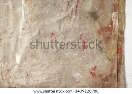 paint splattered drop cloth with edge Royalty-Free Stock Photo #1409128988